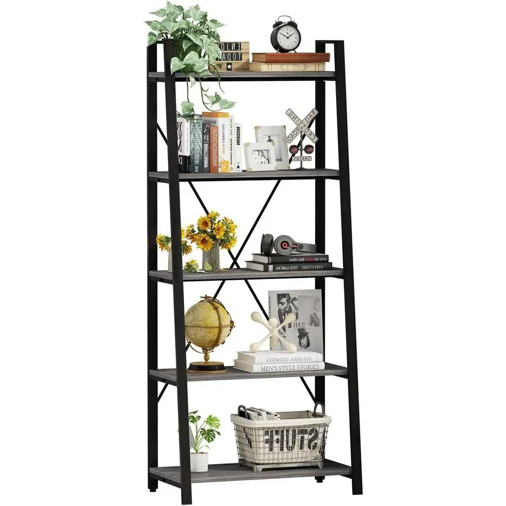 Home Office Industrial Style - رف كتب بخمسة طبقات، بتصميم صناعي،