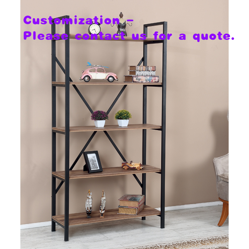 Home Office Industrial Style - رف كتب معدني وخشبي بتصميم صناعي