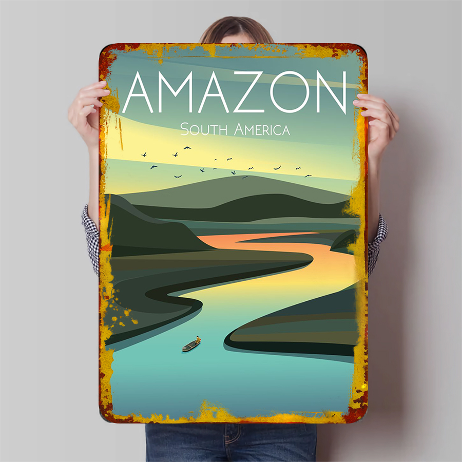 Home Office Of Amazon - الأمازون نهر المناظر الطبيعية المعدنية جدار