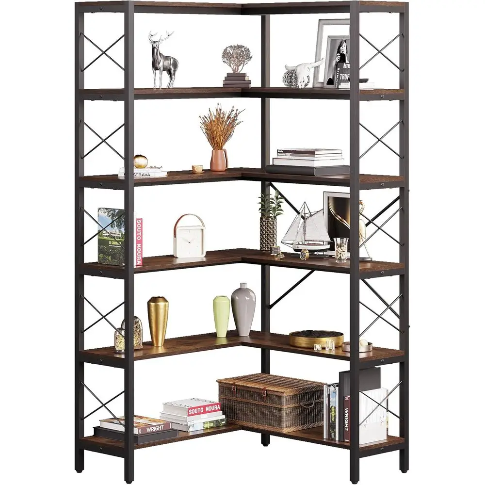 Home Office Industrial Style - رف كتب كبير على شكل حرف