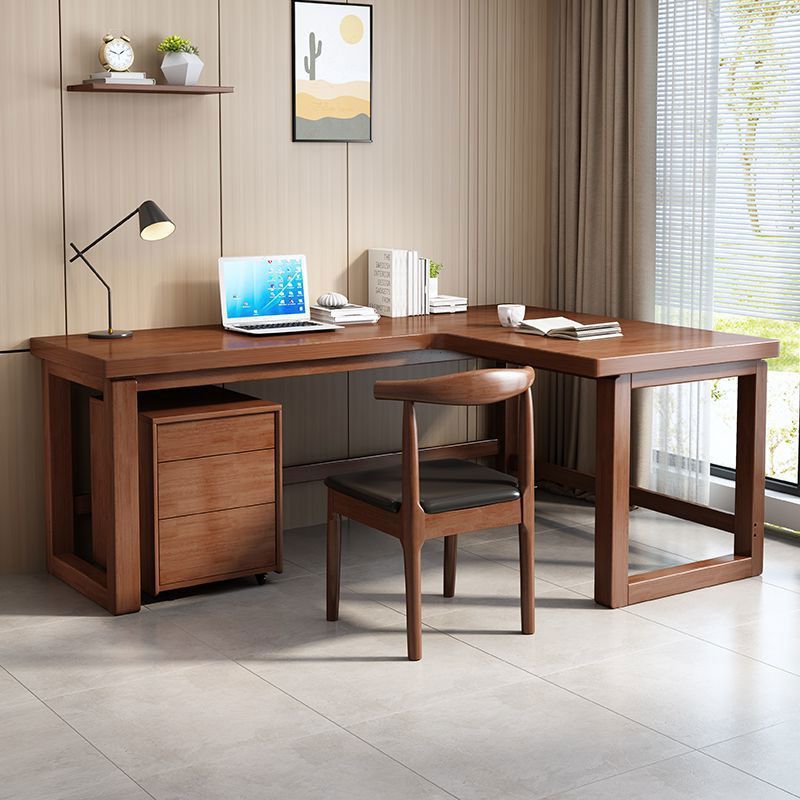 Home Office Work Table - مكتب زاوية من الخشب الصلب على
