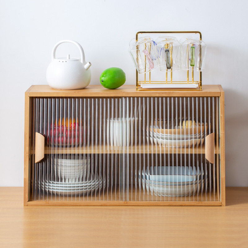 Desktop Organizer Bamboo - خزانة تخزين المطبخ المصنوعة من الخشب