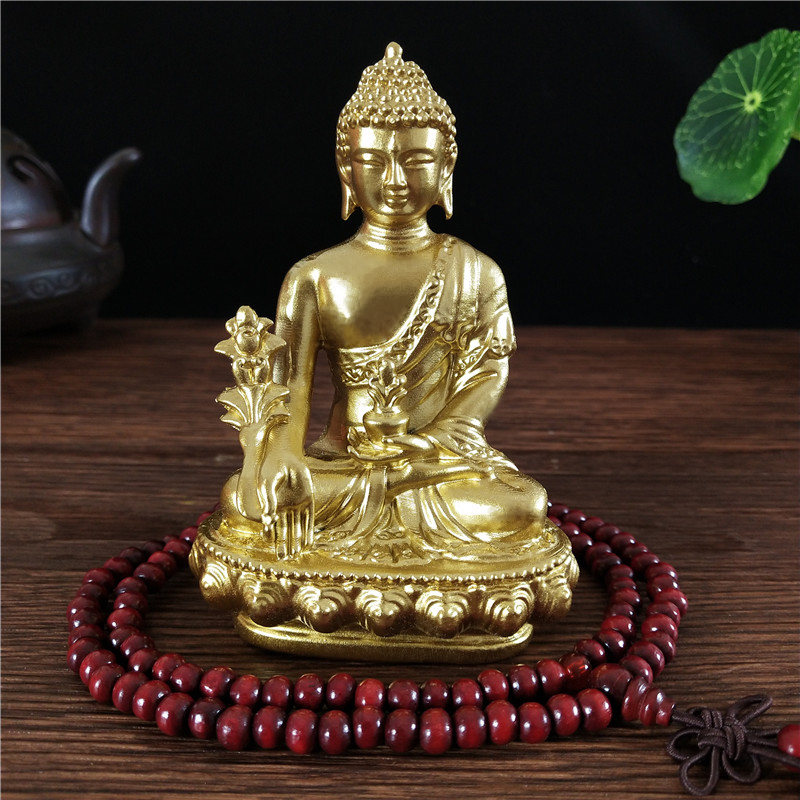 Home Office Feng Shui - Goldn الطب بوذا تمثال مع قلادة
