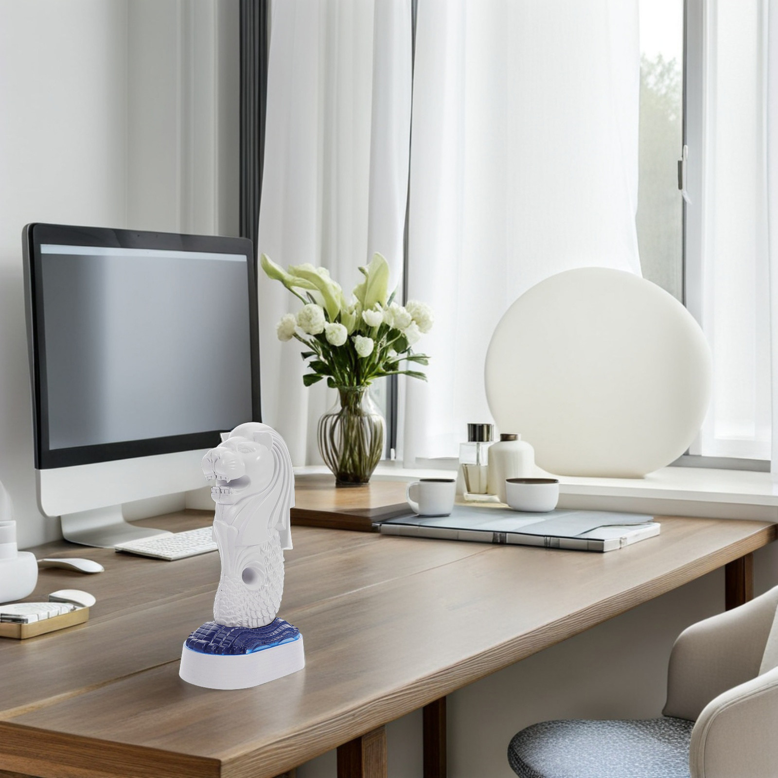 Home Office Singapore - تمثال ميرليون سنغافوري للزينة المنزلية والمكتبية،