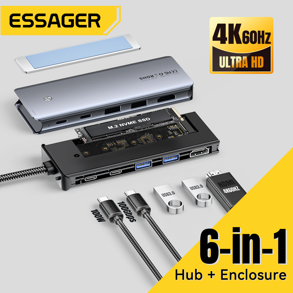 Home Office For Mac - Essager USB C Hub مع M.2