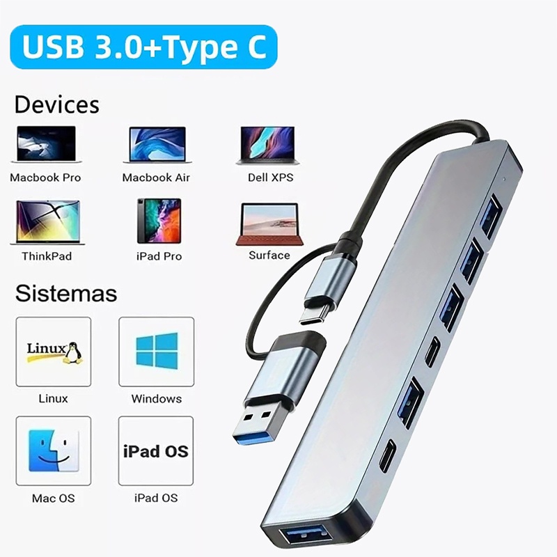 Home Office For Mac - محول USB3.0 ثنائي الوظيفة بـ 7
