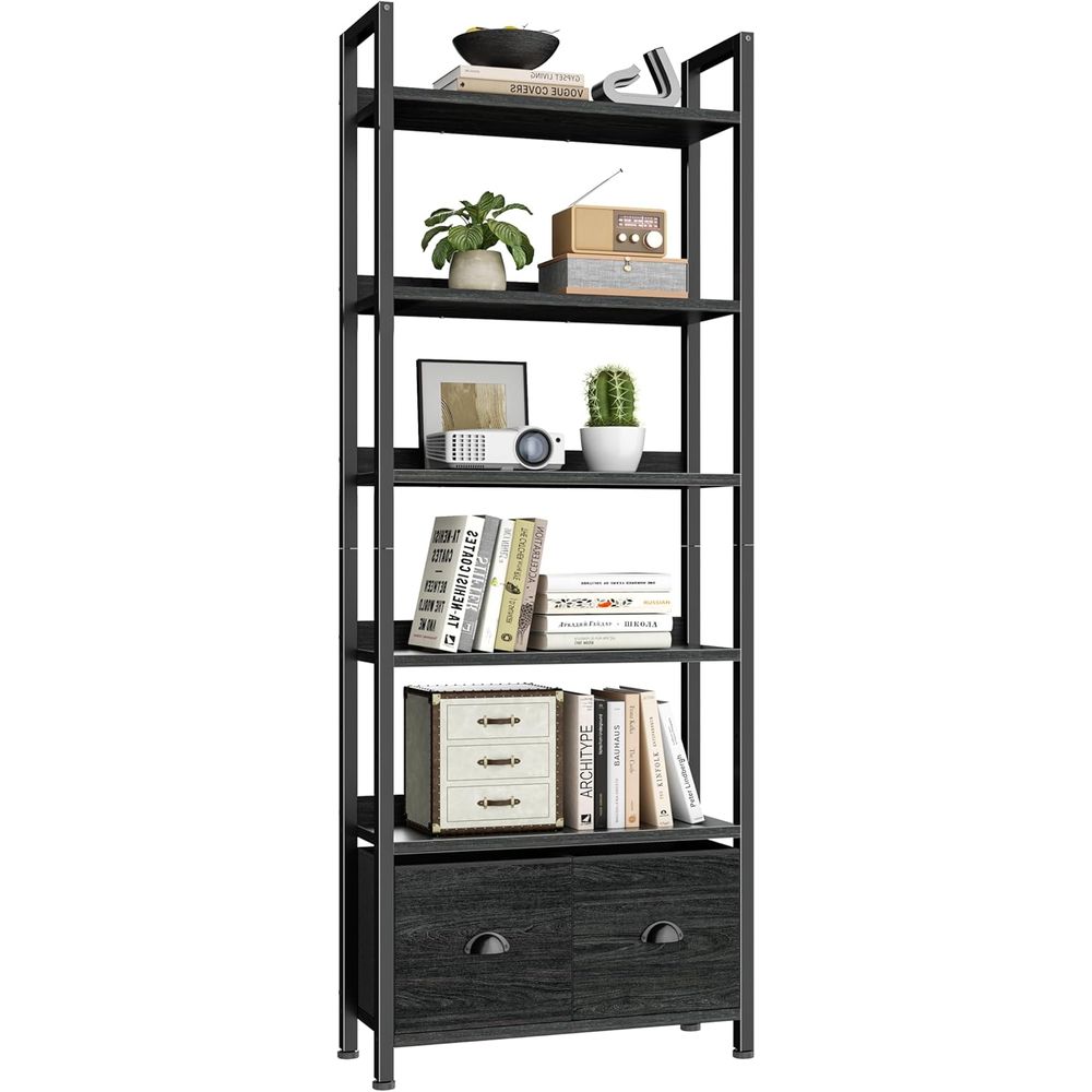 Home Office Industrial Style - خزانة كتب طويلة بـ 6 طبقات