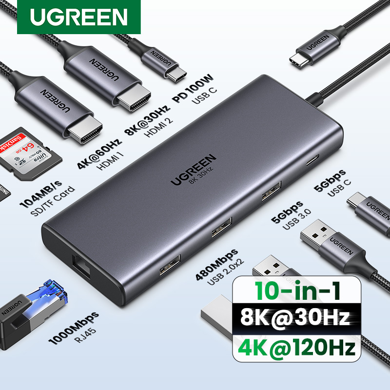 UGREEN Dual HDMI USB-C HUB 8K  - مراجعة Home Office For Mac وسعره