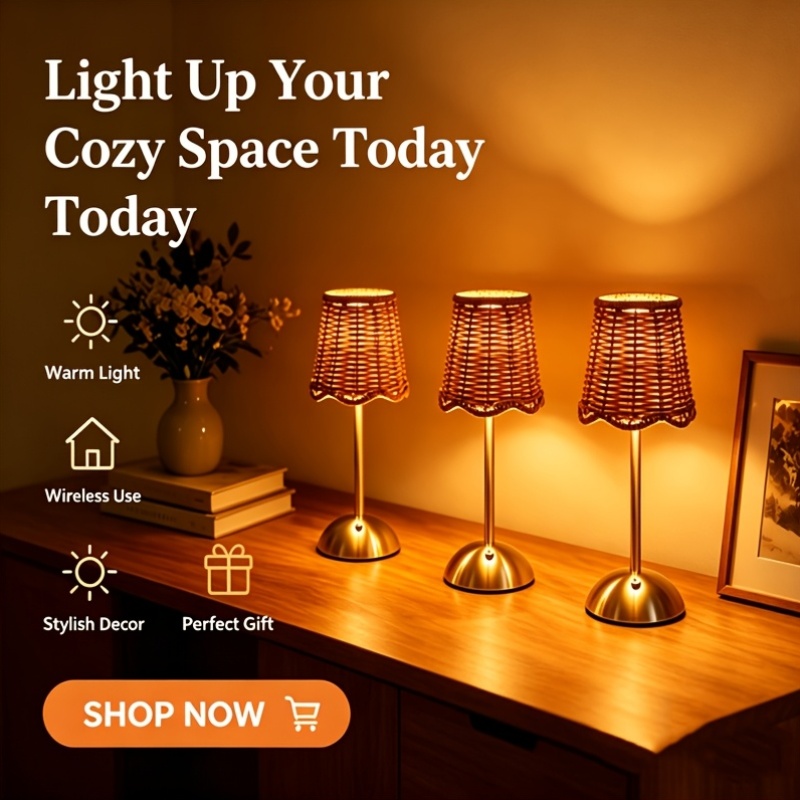 مصباح طاولة فني من الروطان الم - مراجعة Desk Lamp Led وسعره