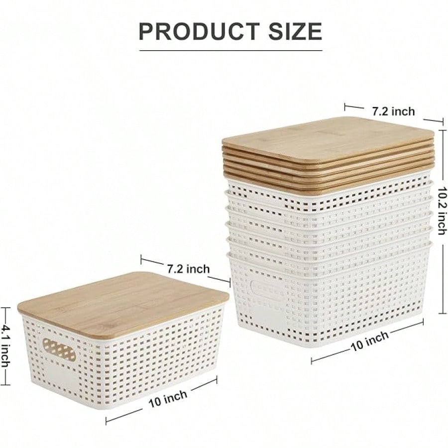 6 صناديق تخزين قابلة للتكديس م - مراجعة Desktop Organizer Bamboo وسعره