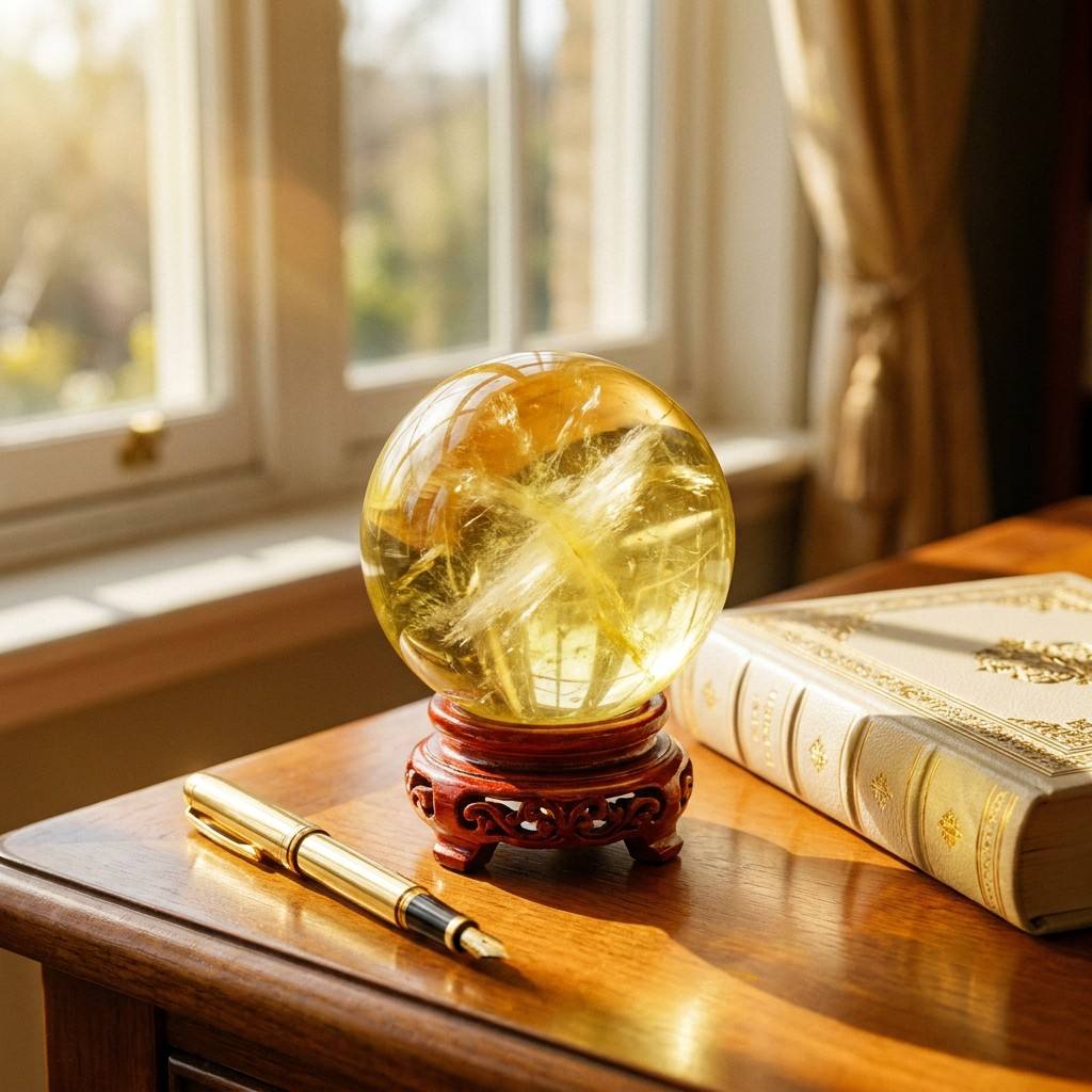 كرة كريستال سيترين طبيعي بحجم  - مراجعة Home Office Feng Shui وسعره