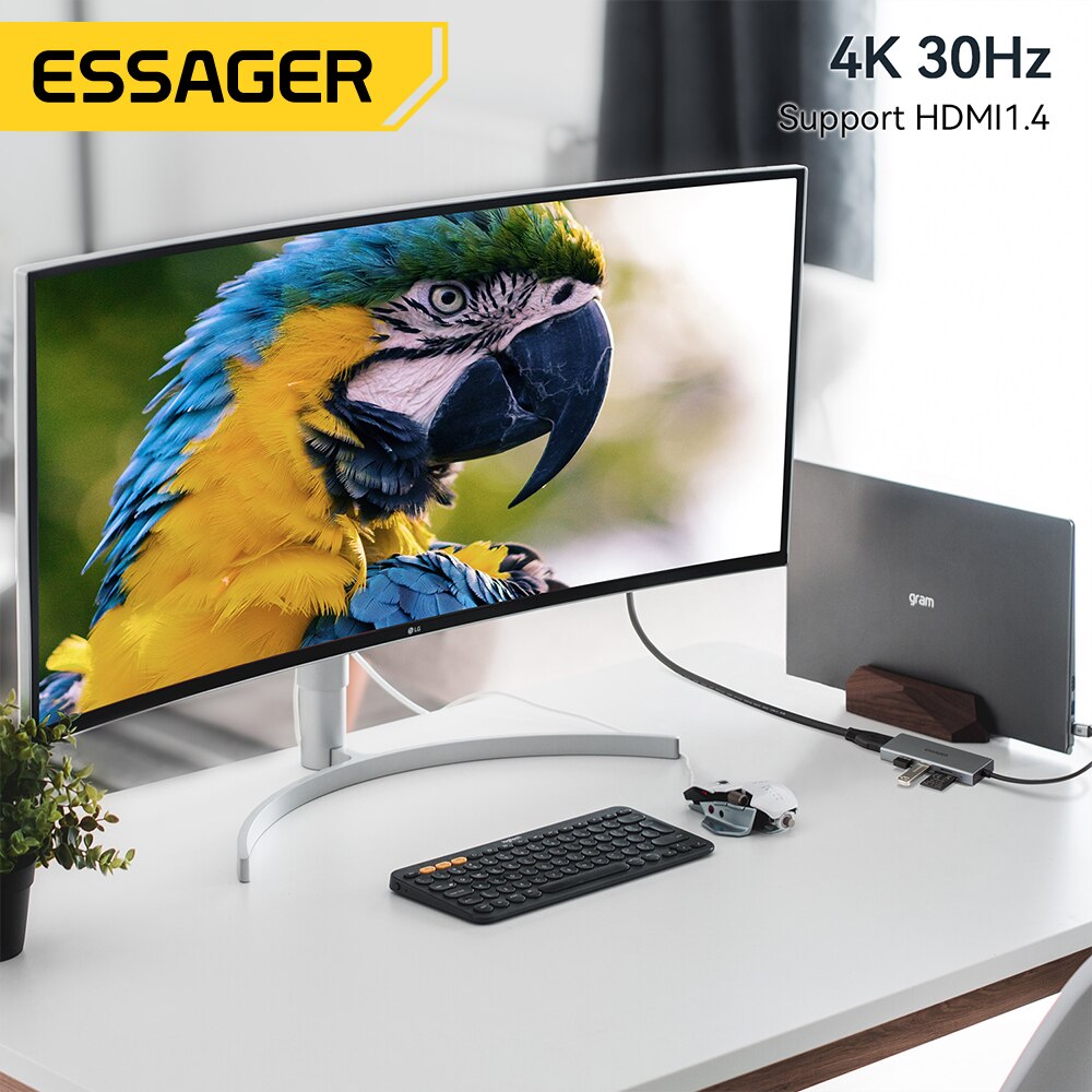 Essager 5 في 1 USB C HUB HDMI- - مراجعة Home Office For Mac وسعره