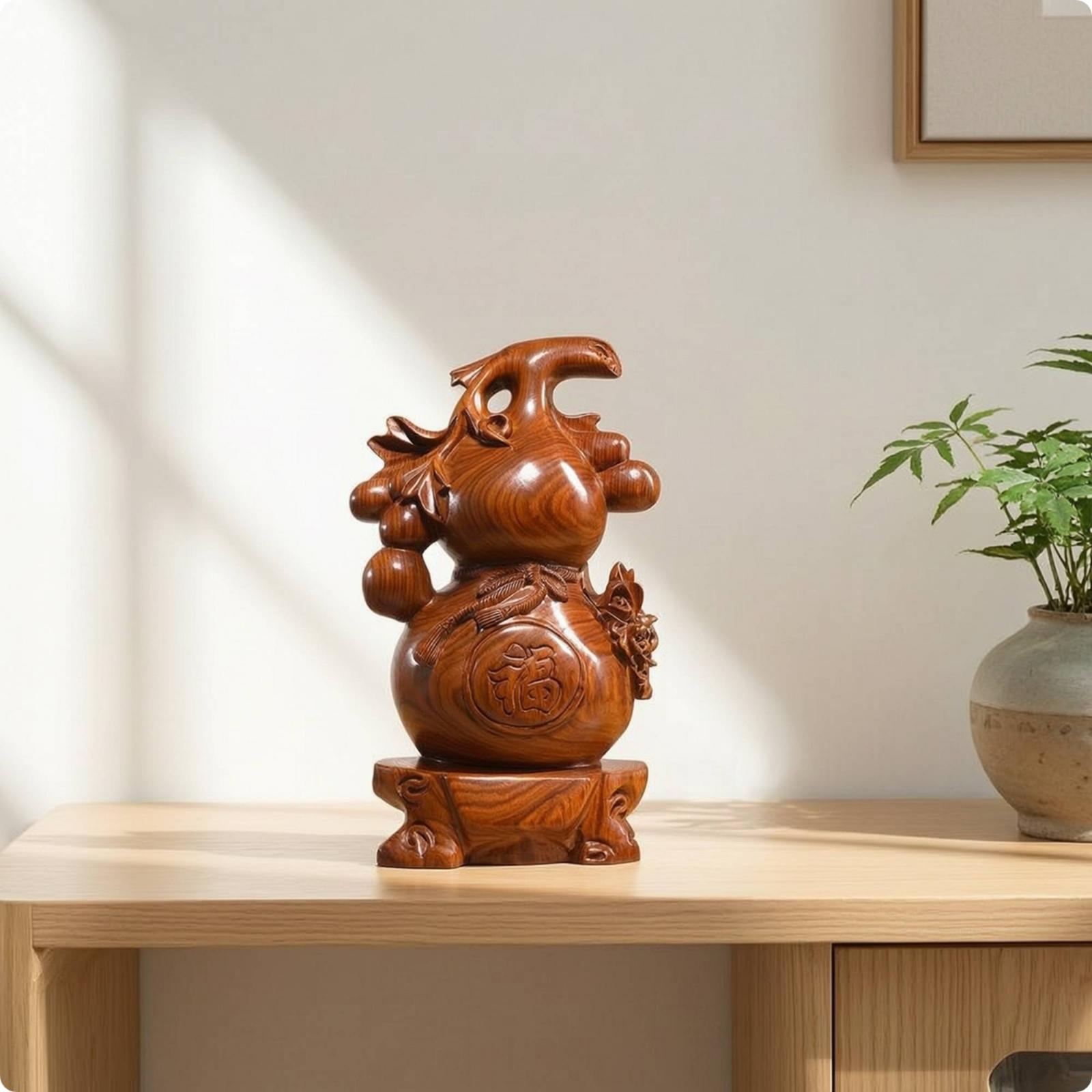 تمثال قرع خشبي أنيق من خشب الو - مراجعة Home Office Feng Shui وسعره