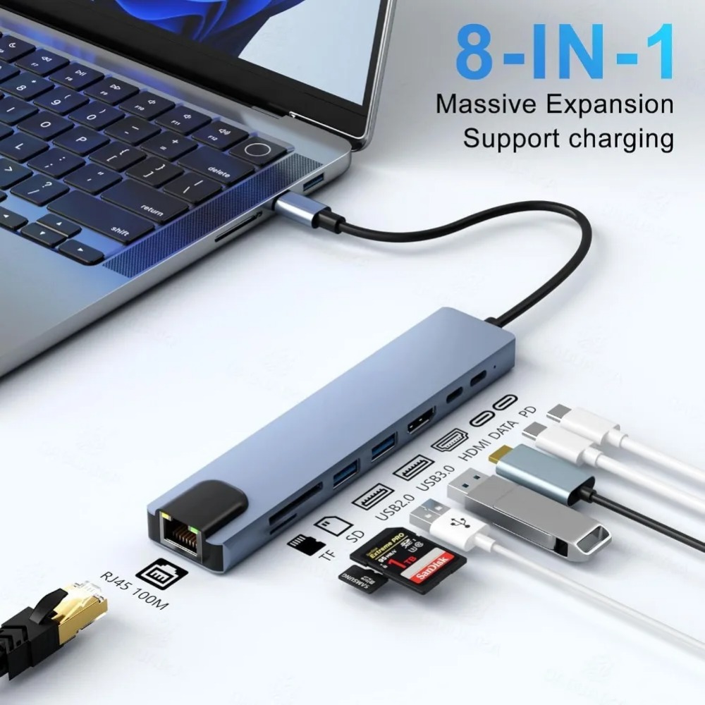 محول USB C متعدد الوظائف 8/7 ف - مراجعة Home Office For Mac وسعره