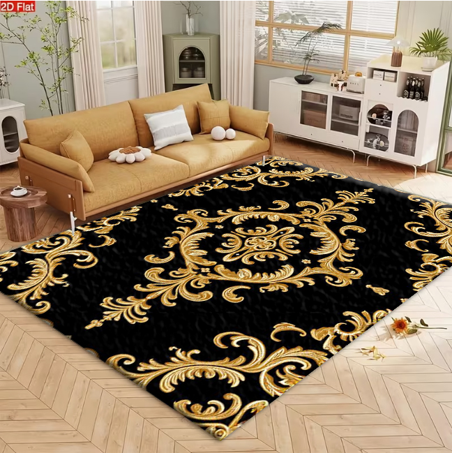 سجادة فاخرة بنمط الباروك الذهب - مراجعة Home Office Background وسعره