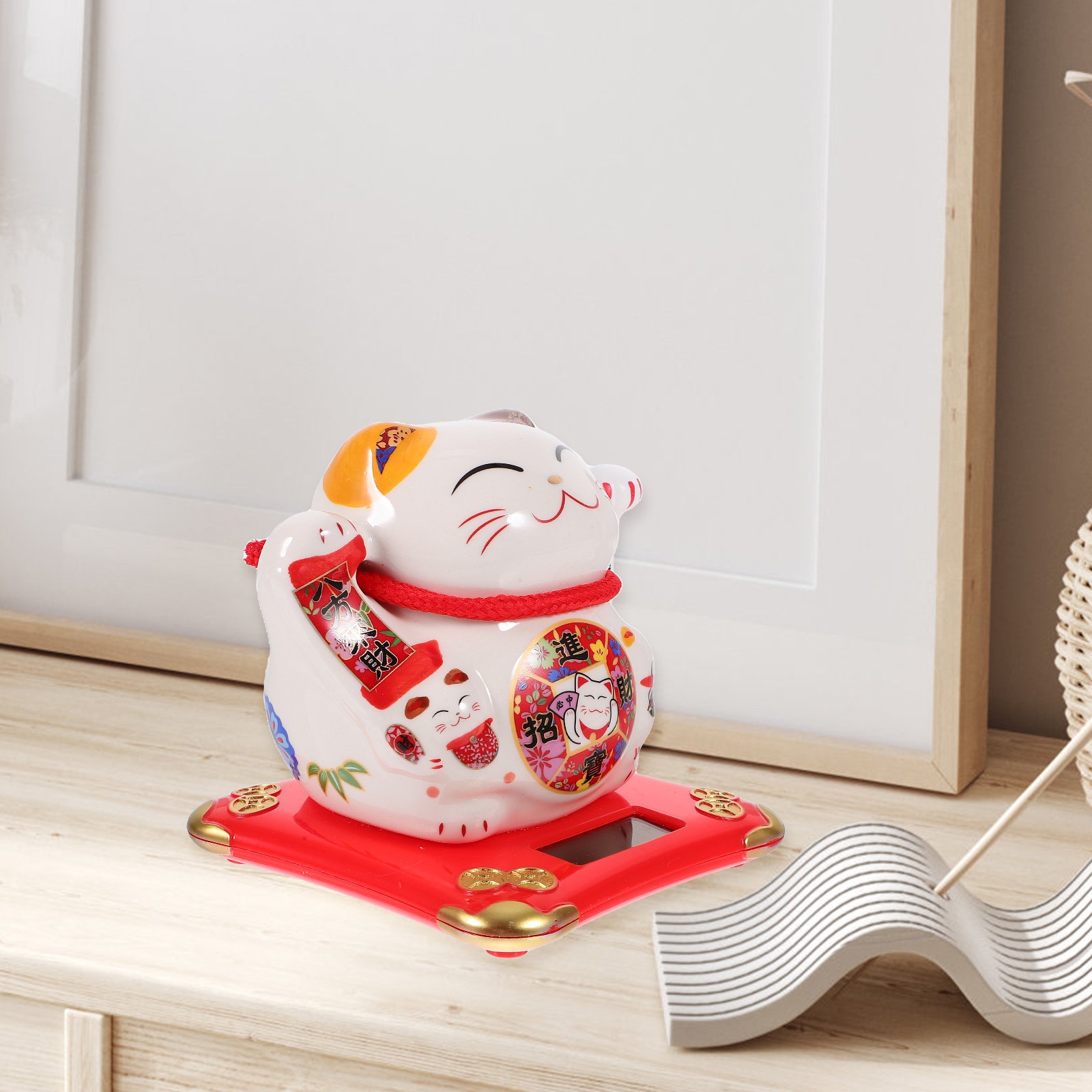 تمثال قطة تعمل بالطاقة الشمسية - مراجعة Home Office Feng Shui وسعره