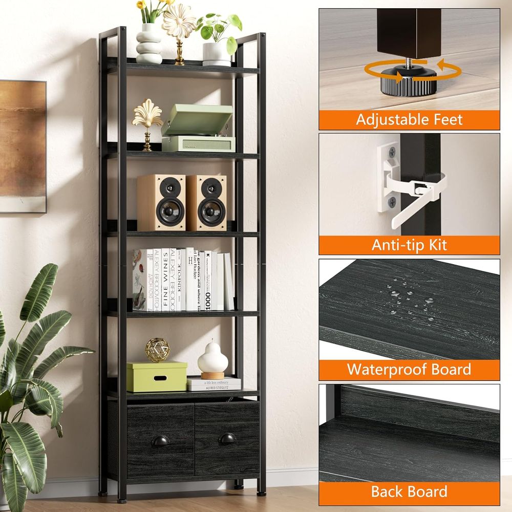 خزانة كتب طويلة بـ 6 طبقات مع  - مراجعة Home Office Industrial Style وسعره